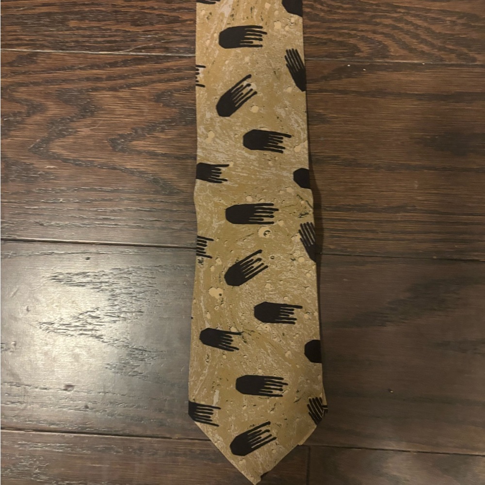 Giorgio Armani Gold Tie with Black Pattern